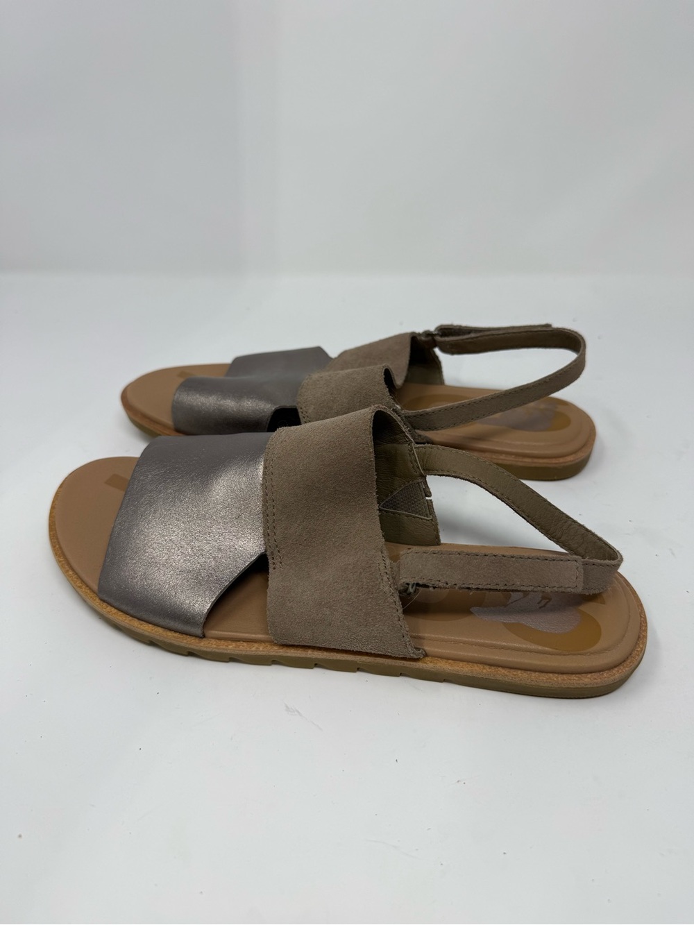 Worn once Sorel Women's Taupe and Metallic Gray Slingback Sandals sz 8.5 (ONTCHS - Picture 6 of 9